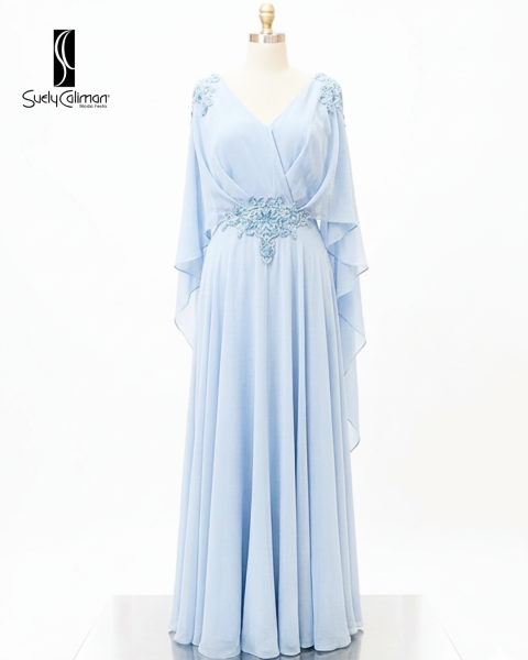 VESTIDO COM BODADO NOS OMBROS