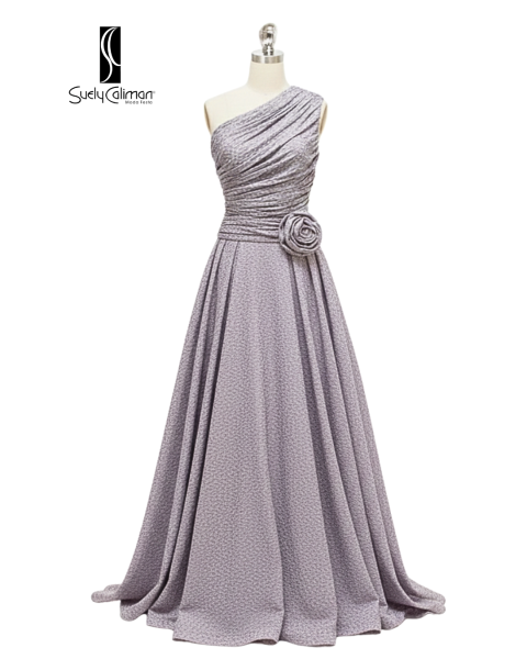 VESTIDO UM OMBRO SÓ FLOR LATERAL